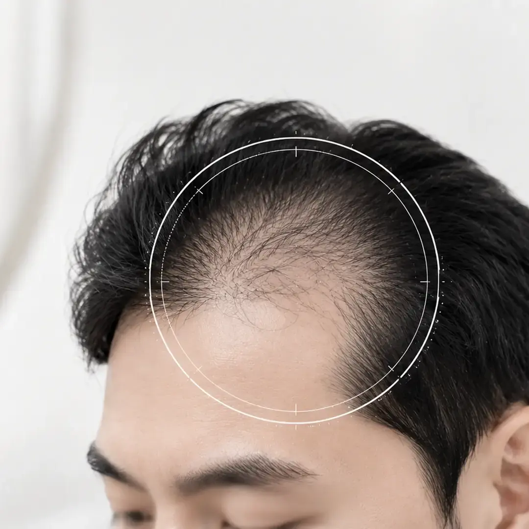 대구 비타민나무의원에서 남성형 탈모의 헤어라인 후퇴와 진행 양상을 확인하는 진료 이미지