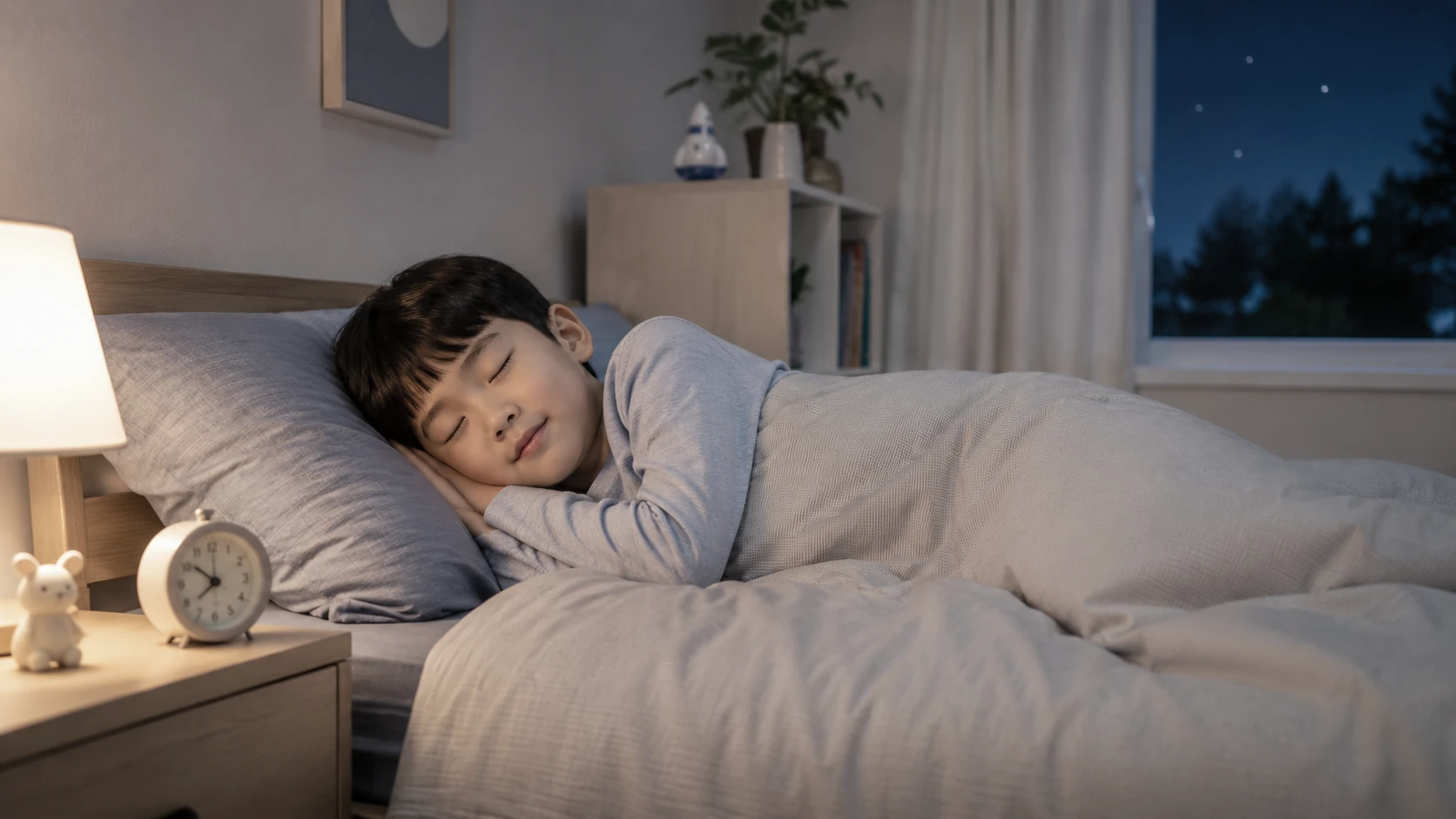 규칙적인 수면과 휴식을 취하는 어린이의 모습을 표현한 이미지