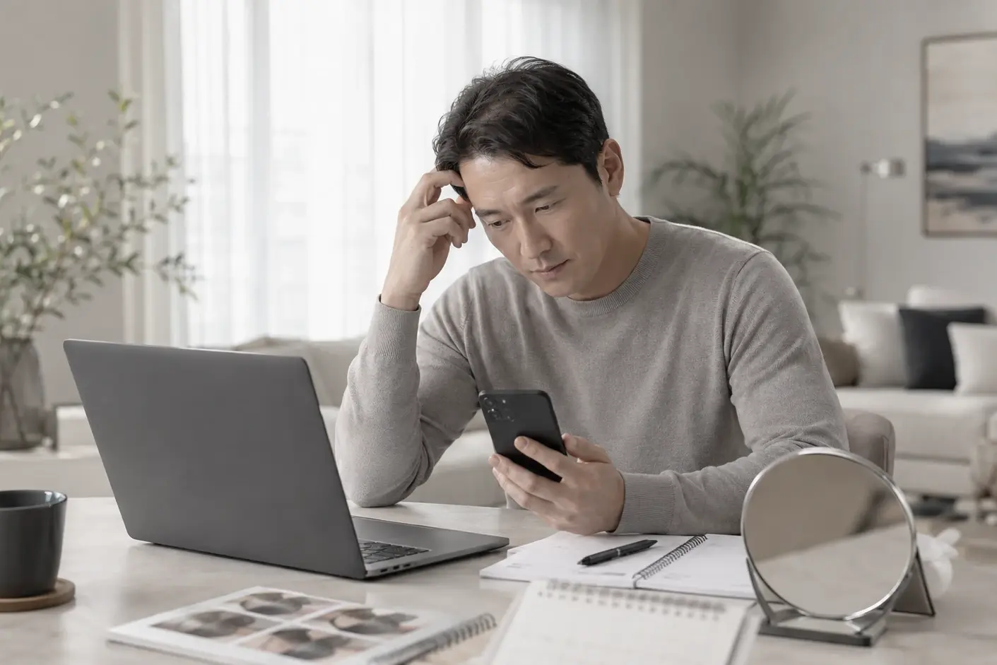 대구탈모치료 방문 전 상담과 진료 과정을 알아보는 모습