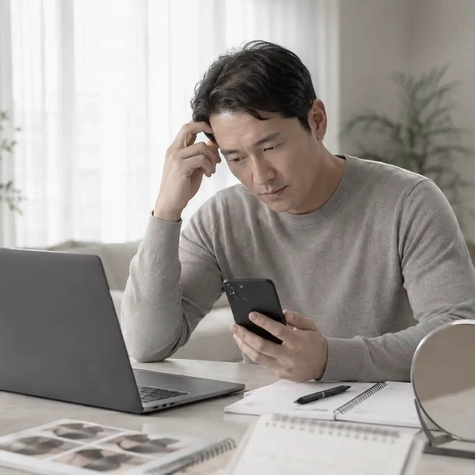 대구탈모치료 방문 전 상담과 진료 과정을 알아보는 모습